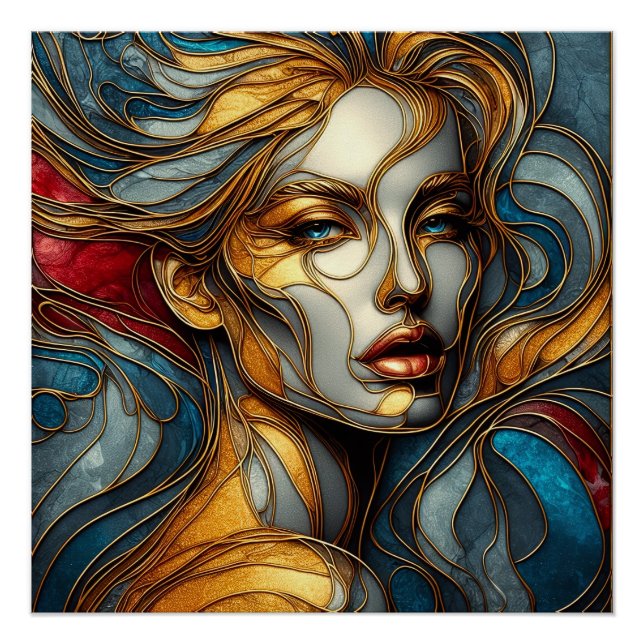 Poster Une Belle Femme En Verre Tiré (Devant)