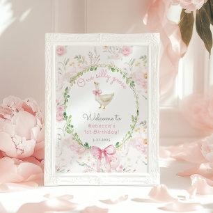 Poster Une Bienvenue Anniversaire Arc en rose pâle d'une 