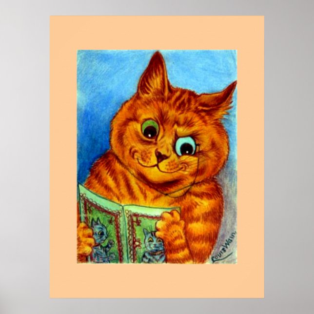 Poster Une bonne lecture, illustré par Louis Wain, (Devant)