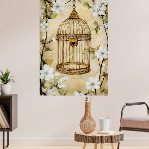 Poster Une cage à oiseaux décorative de style vintage sus