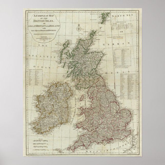 Poster Une carte complète des îles britanniques (Devant)