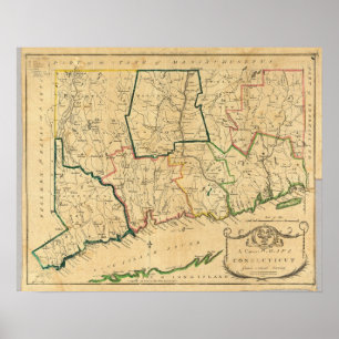 Poster Une carte correcte du Connecticut