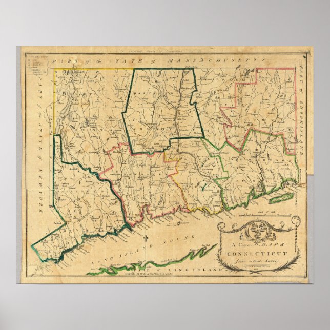 Poster Une carte correcte du Connecticut (Devant)