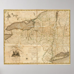 Poster Une carte de l'état de New York