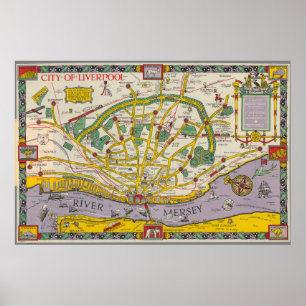 Poster Une carte de Merseyside, Liverpool