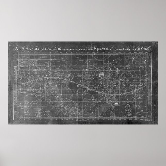 Poster Une carte mercator des cieux étoiles (Devant)