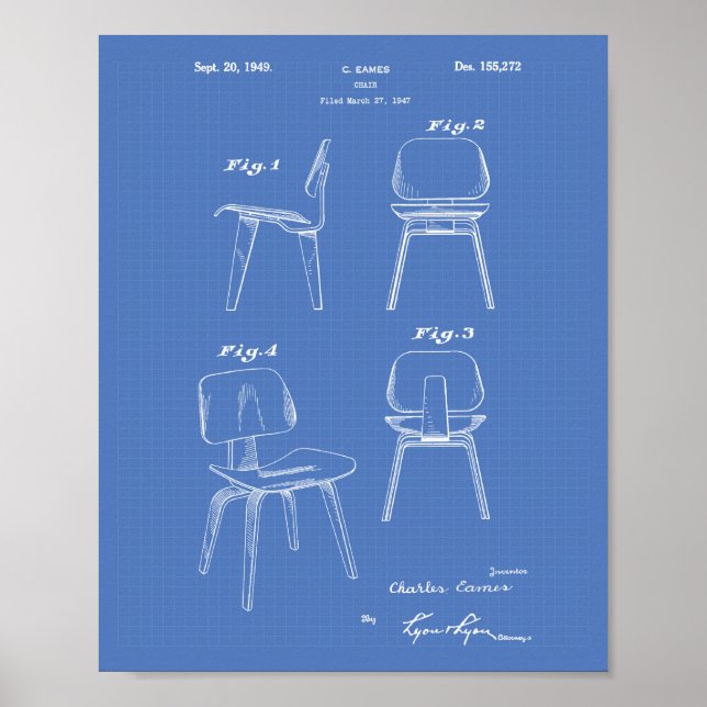 Poster Une chaire 1949 Art des brevets - Plan directeur (Devant)
