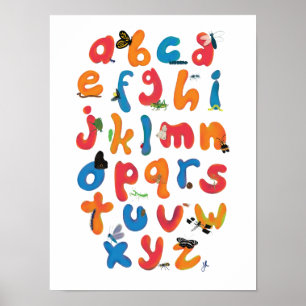 Poster Une collection de bugs Alphabet Enfants Mur Art
