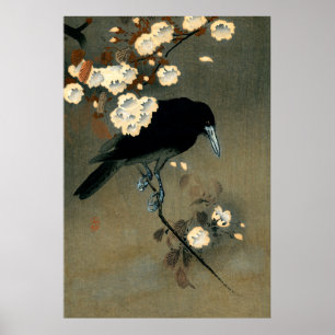 Poster Une corneille et la floraison par Ohara Koson Vint