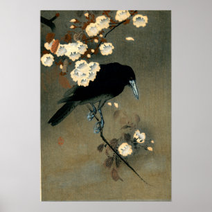 Poster Une corneille et une fleur par le cru d'Ohara