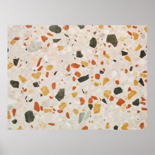 Poster Une couleur terrazzo rouge et vert et jaune en con