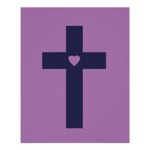 Poster Une croix avec un cœur d'amour sacré