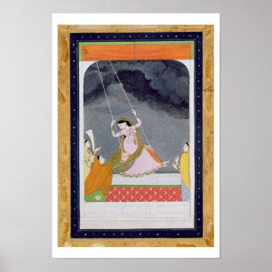 Poster Une dame en balançoire, Kangra, Punjab hills c.179