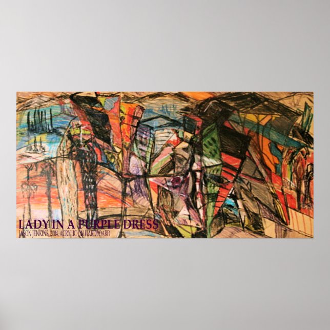 Poster Une dame en robe violette (Devant)