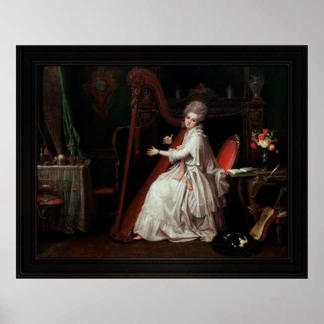 Poster Une dame jouant sur la harpe par Richard Cosway (Devant)