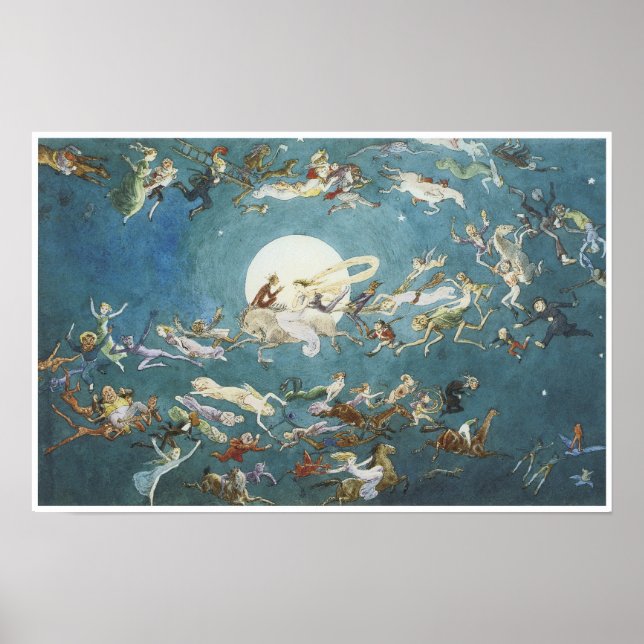 Poster Une danse autour de la lune - Peinture de la fée (Devant)