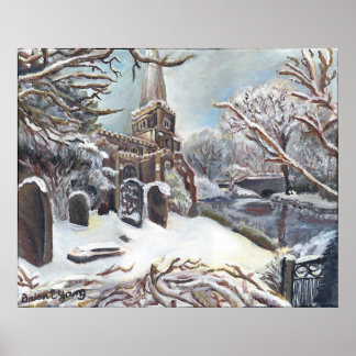 Poster Une église en hiver