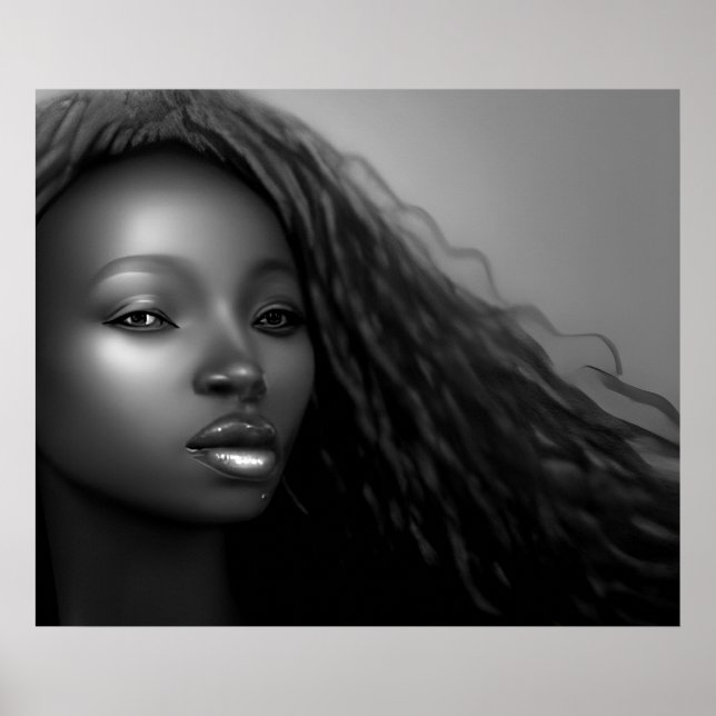 Poster Une femme afro-américaine lune Monochrome (Devant)