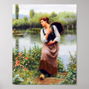 Poster Une femme avec panier par Daniel Ridgway Knight