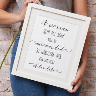 Poster Une femme avec tous les fils, noir et blanc Word A