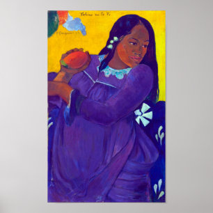 Poster Une femme avec un manchot, Gauguin