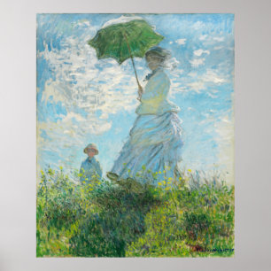 Poster Une femme avec un parasol Claude Monet