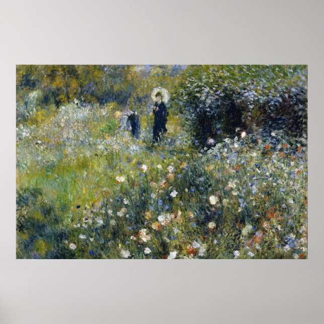 Poster Une femme avec un parasol dans un jardin par Augus (Devant)