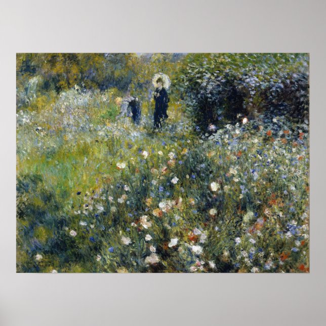 Poster Une femme avec un parasol dans un jardin par Augus (Devant)