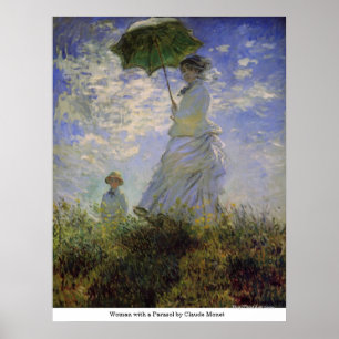Poster Une femme avec un parasol par Claude Monet