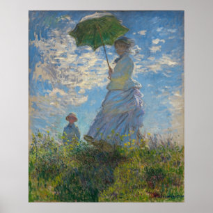 Poster Une femme avec un parasol par Claude Monet