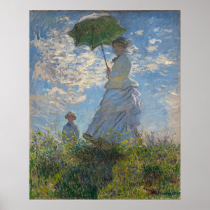 Poster Une femme avec un parasol   Paysage français