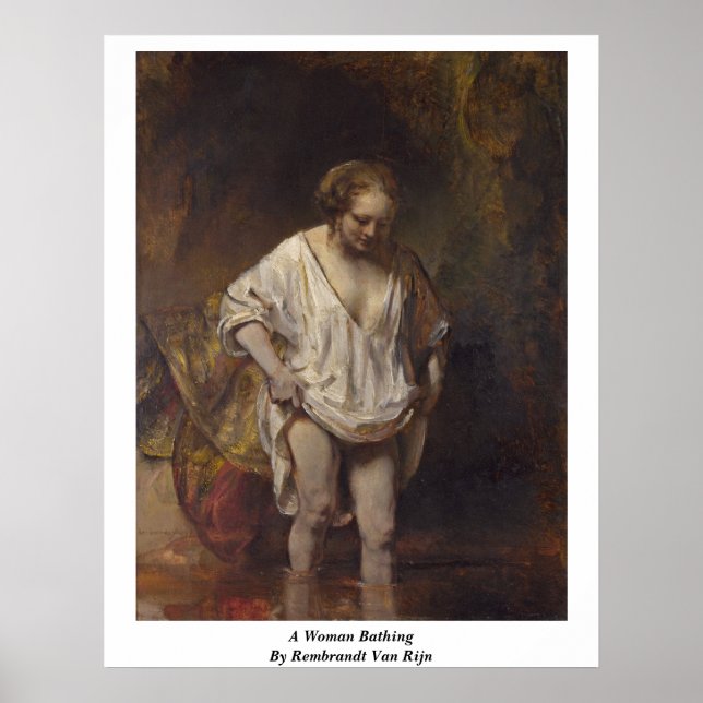 Poster Une Femme Baignant. Par Rembrandt Van Rijn (Devant)
