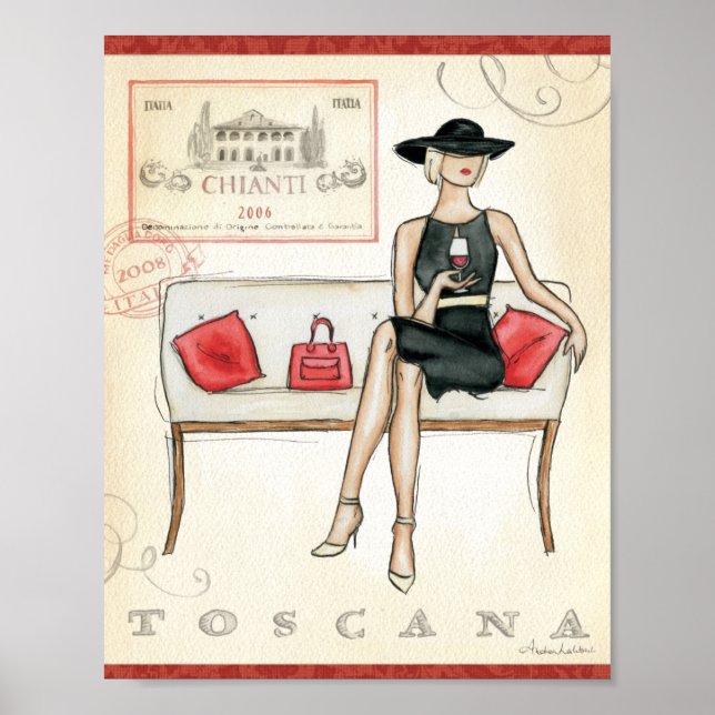 Poster Une Femme Boit Du Vin Rouge (Devant)