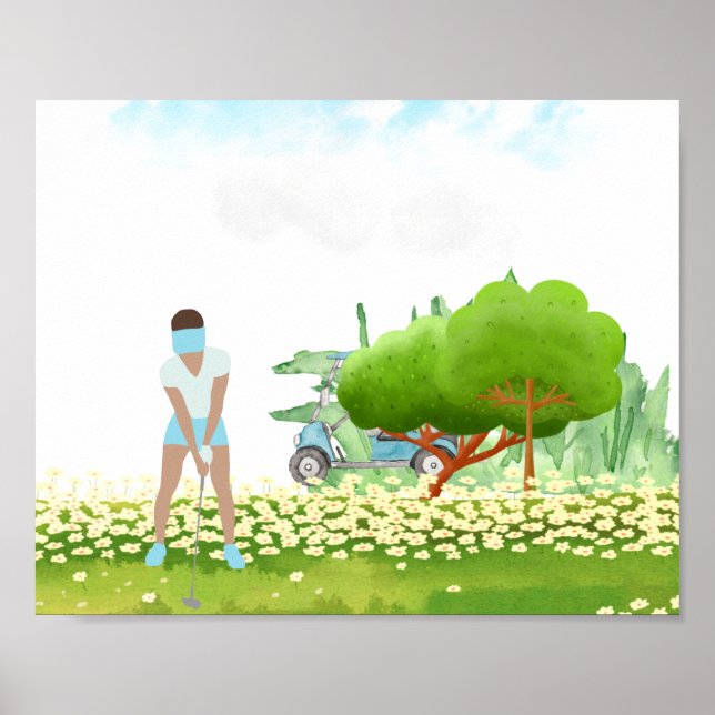 Poster Une femme de golf joue à l'affiche (Devant)
