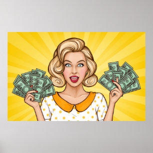 Poster Une femme détient de l'argent