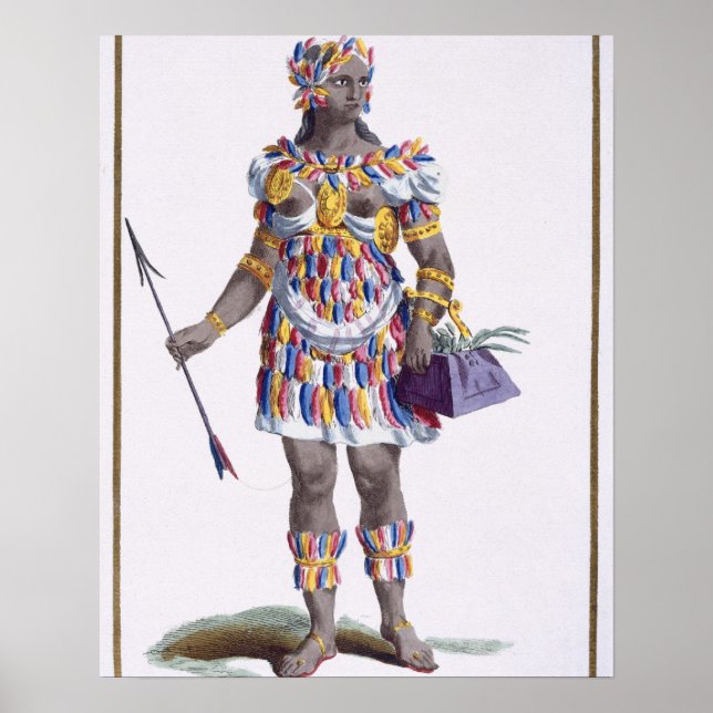 Poster Une femme du Honduras, 1780 (gravure en couleur) (Devant)