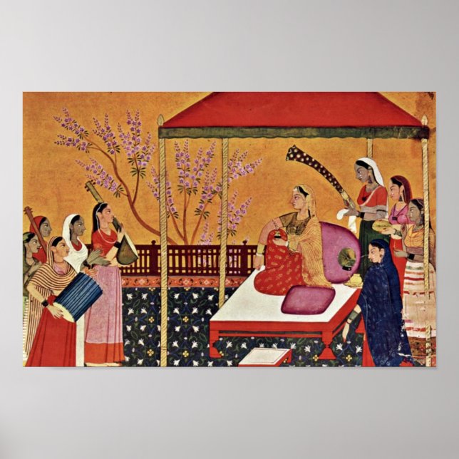 Poster Une Femme Écoute La Musique D'Indischer Maler Um (Devant)