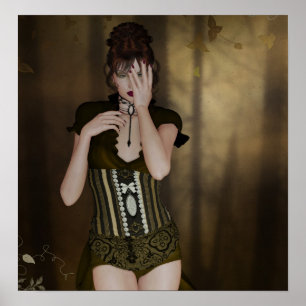 Poster Une femme en attente : Portrait numérique Art goth