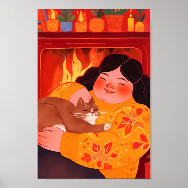 Poster Une femme et son chat (Devant)