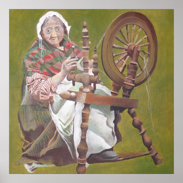 Poster Une Femme Irlandaise Âgée Artiste À Une Roue De Ro (Devant)