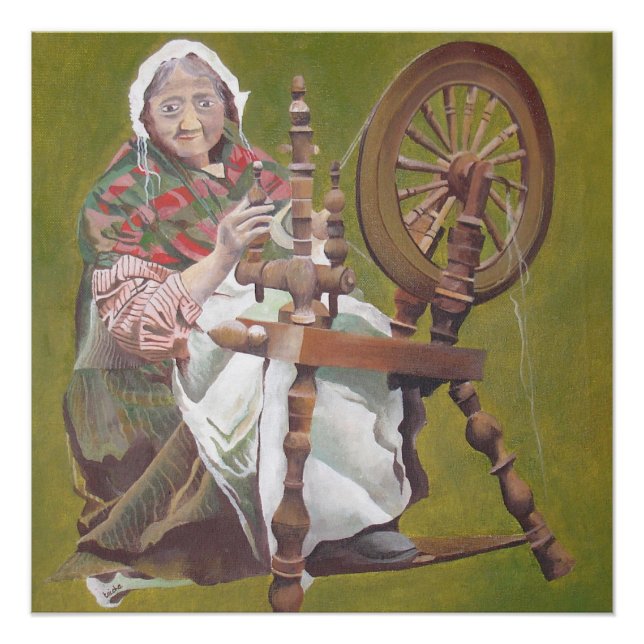 Poster Une Femme Irlandaise Âgée Artiste À Une Roue De Ro (Devant)