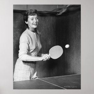 Poster Une Femme Jouant Au Tennis De Table