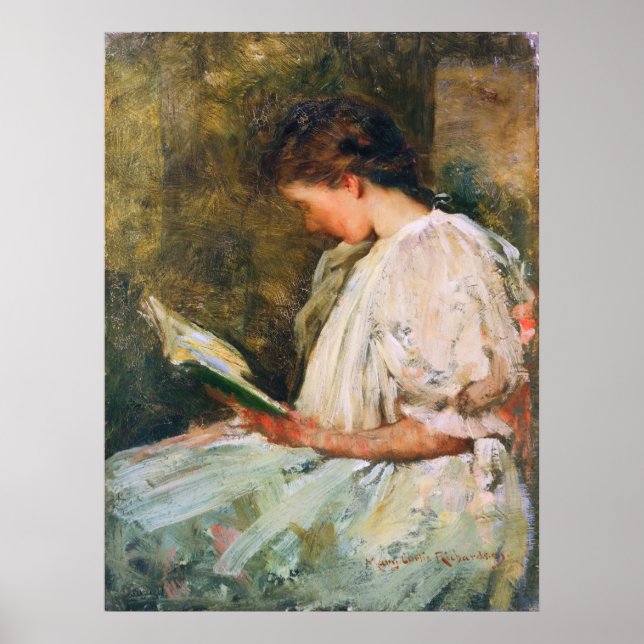 Poster Une femme lisant un livre, titre inconnu (Devant)
