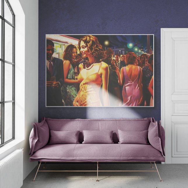Poster Une Femme Marchant À Travers La Vie Nocturne La Fo (Créateur téléchargé)