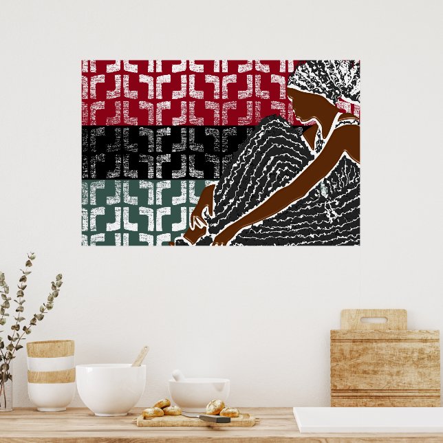 Poster Une femme noire africaine avec un foulard (Cuisine)