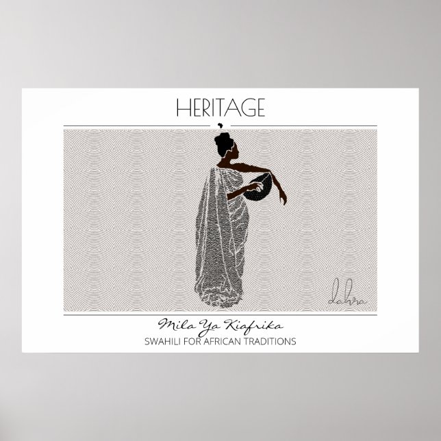 Poster Une femme noire africaine du patrimoine tient un b (Devant)