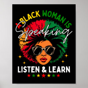 Poster Une Femme Noire Parle Écouter Et Apprendre Pour Af