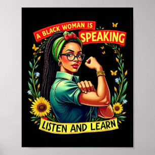 Poster Une Femme Noire Parle Écouter Histoire Noire Lun
