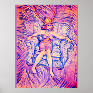 Poster Une femme portant un casque samouraï