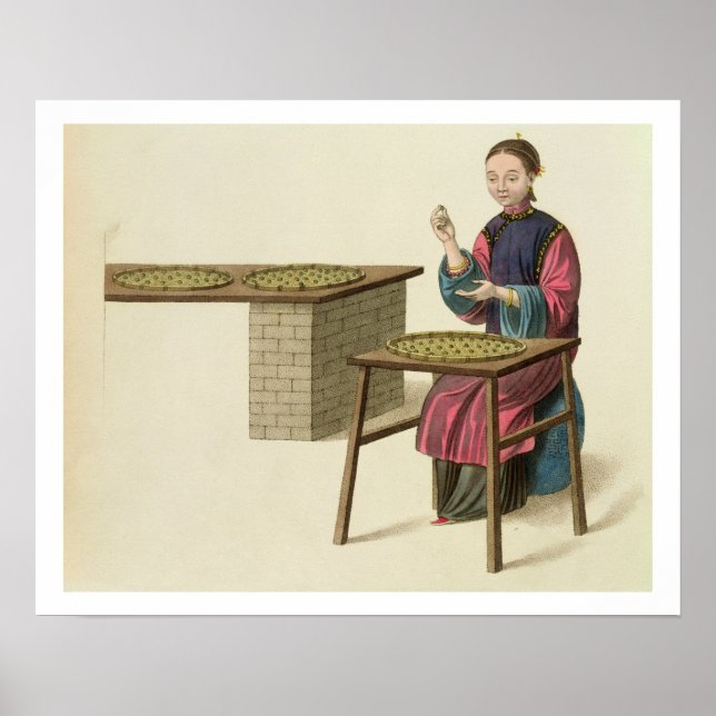 Poster Une femme préparant du thé, assiette 21 de "Le cos (Devant)